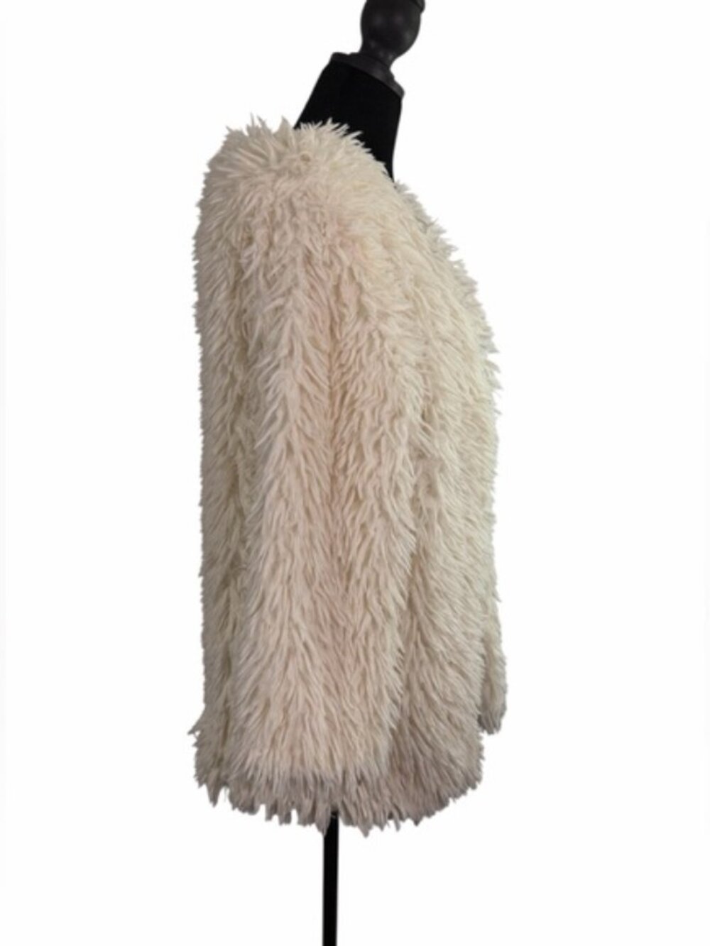 Chelsea & Violet Ivory Shaggy Faux Fur Jacket Size L Boho Cozy Winter - Picture 5 of 10